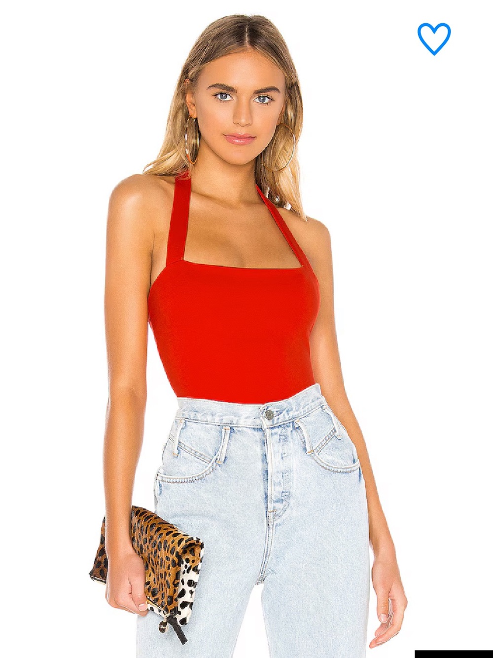 superdown Red Halter Square-Neck Bodysuit
